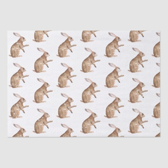 Elegantes Snowy Winter Animals Hare Rabbit Seidenpapier (Vorderseite)
