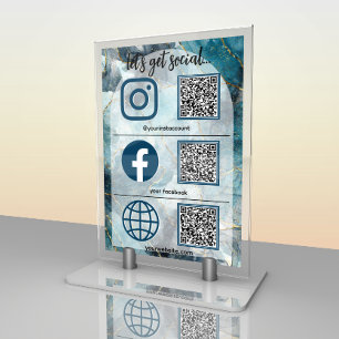Elegantes Social-Media-Schild mit QR-Code-Tischkar Tischnummer