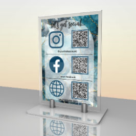Elegantes Social Media Sign mit QR Code Table Card Tischnummer