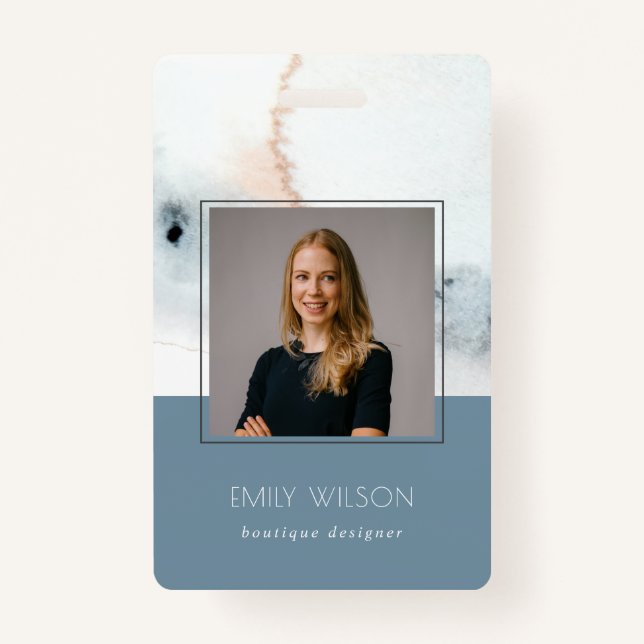 Elegantes Soft Aqua Blue Gold Watercolor Beach Fot Ausweis (Vorderseite)