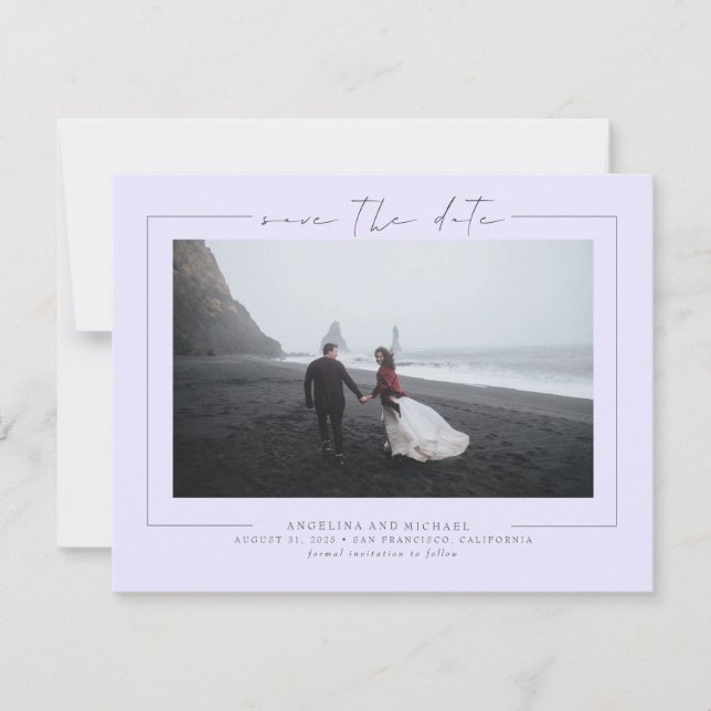 Elegantes Soft Lavender Lila Save the Date Foto (Vorderseite)