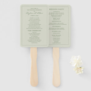Elegantes Soft Mint Salbei Grünes Hochzeitsprogram Fächer