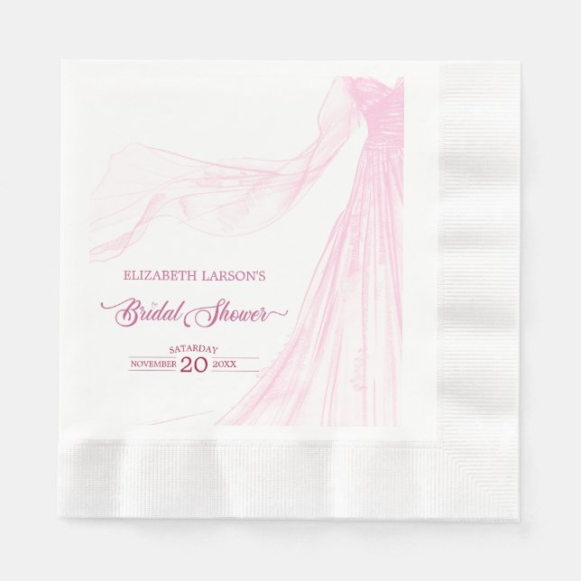 Elegantes Soft Pink Bridal Dress Brautparty Serviette (Vorderseite)