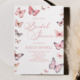 Elegantes Soft Pink Butterfly Brautparty Einladung