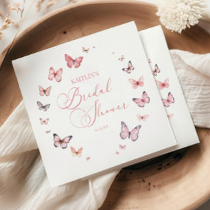 Elegantes Soft Pink Butterfly Brautparty Serviette