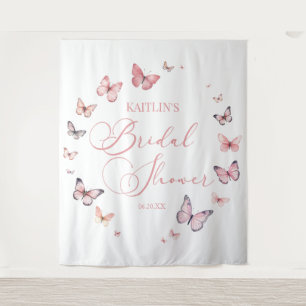 Elegantes Soft Pink Butterfly Brautparty Wandteppich