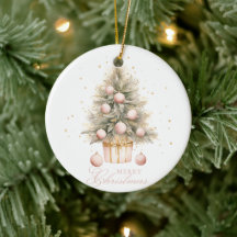 Elegantes Soft Pink Merry Christmas Tree Foto