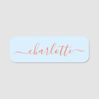 Elegantes Softblau-Orange-Schrift Modern Name Cust