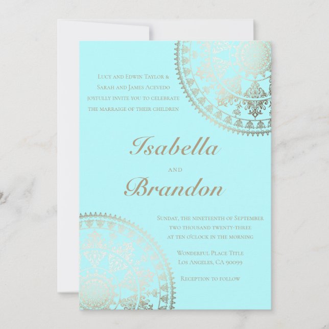 Elegantes SolarMandala-Hochzeits-Einladungs-Gold Einladung (Vorderseite)