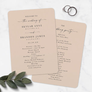 Elegantes Solid Champagne Hochzeit Programm