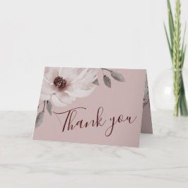 Elegantes Solid Pink Watercolor Floral Wedding Fot Dankeskarte