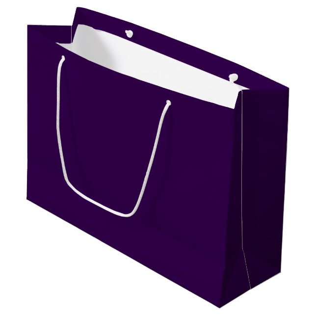 Elegantes solides Dunkelviolett Große Geschenktüte (Vorderseite Schrägansicht)