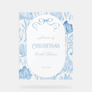 Elegantes Something Blue-Brautjungfernparty-Willko Acrylschild