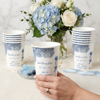 Elegantes Something Blue Hortensien-Blumen-Trinkge Pappbecher