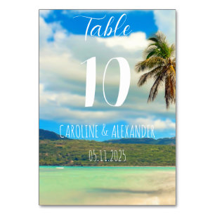 Elegantes Sommer Blaues Küsten-Tropen-Ziel Tischnummer