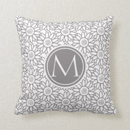 Elegantes Sonnenblume-Muster mit Monogramm Kissen