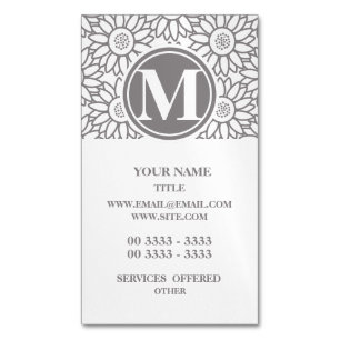 Elegantes Sonnenblume-Muster mit Monogramm Magnetische Visitenkarte