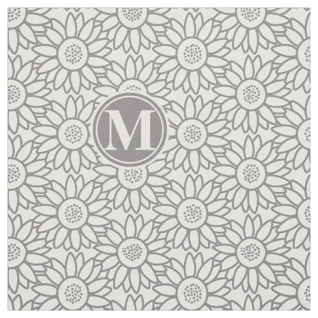 Elegantes Sonnenblumenmuster Mit Monogramm Stoff (Muster)