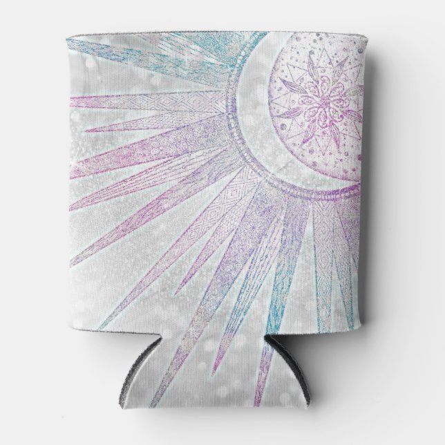 Elegantes Sonnenmond Mandala Silver Design Dosenkühler (Vorderseite)