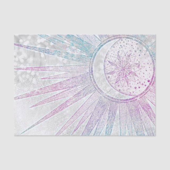 Elegantes Sonnenmond Mandala Silver Design Seidenpapier (Vorderseite)