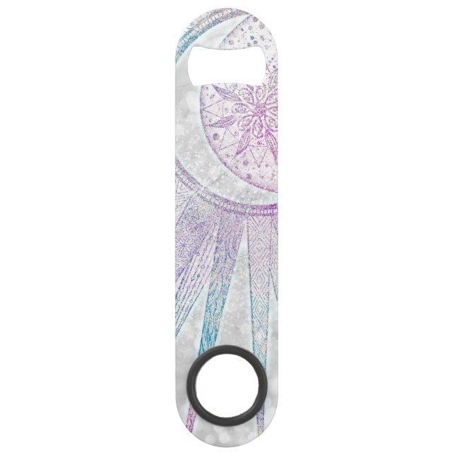 Elegantes Sonnenmond Mandala Silver Design Speed Flaschenöffner (Vorderseite)