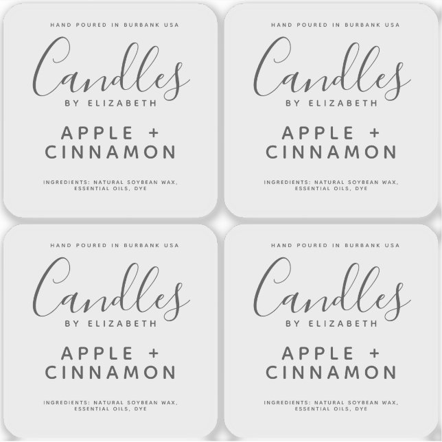 Elegantes Soy Candle Clear Product Label (Vorderseite)