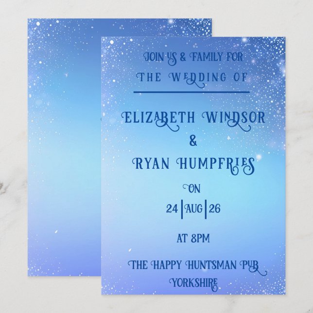 Elegantes Sparkle-Design für die anspruchsvolle Ei Einladung (Vorne/Hinten)