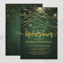Elegantes Sparkling Gold String Lights Brautparty Einladung