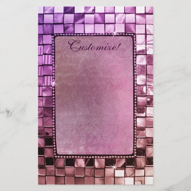 Elegantes Sparkling Lila Frame Custom Stationery Briefpapier (Vorderseite)