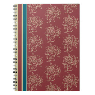 Elegantes Spiral Notebook, Maroon, Blue Floral Notizblock