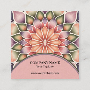 Elegantes spirituelles Mandala-Blumen-Logo Yoga Quadratische Visitenkarte