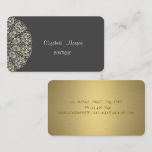 Elegantes Spitze Grau Gold Visitenkarte