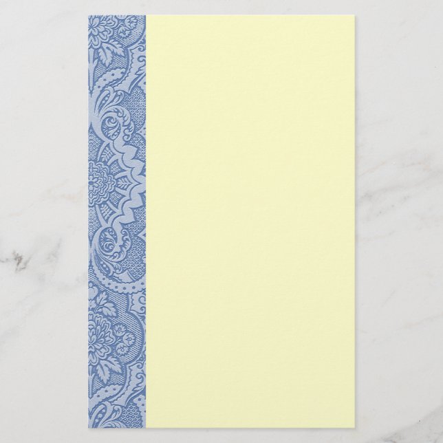 Elegantes Spitzen- Blau Briefpapier (Vorderseite)