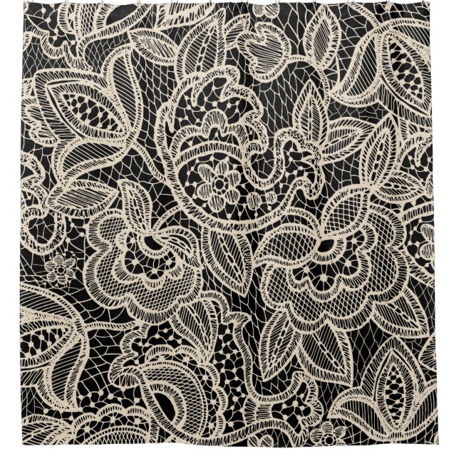 Elegantes Spitzendesign Nahtloses Muster Duschvorhang (Vorderseite)