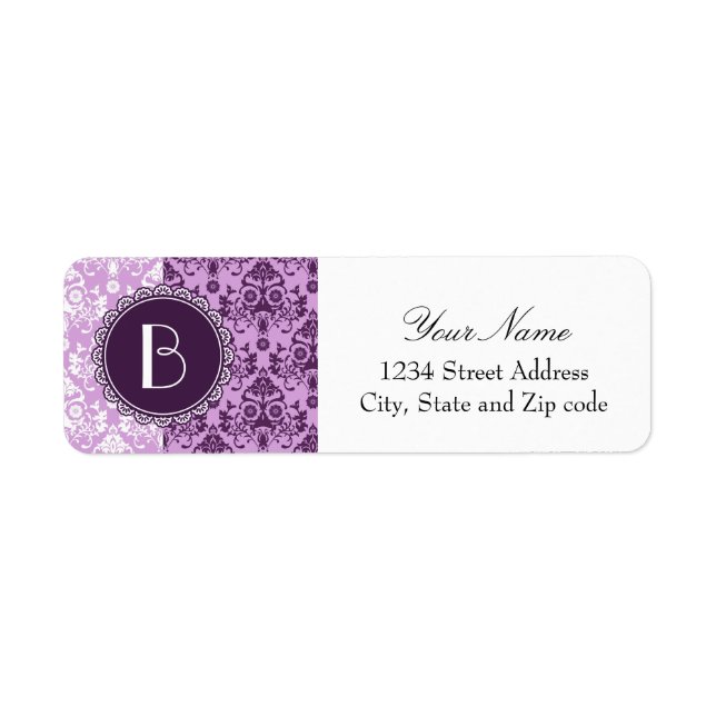 Elegantes Split Damask Muster mit Monogramm (Vorne)