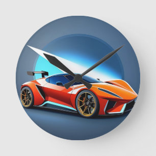 Elegantes Sportauto mit modernem Design Runde Wanduhr