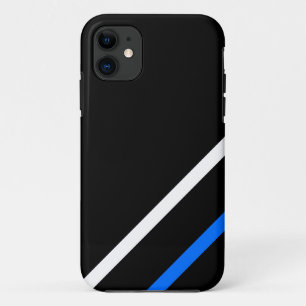 Elegantes sportliches Weiß und Blau, Rennstreifen Case-Mate iPhone Hülle