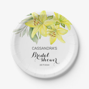 Elegantes Spring Yellow Lily Floral Brautparty Pappteller