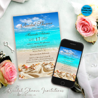 Elegantes Starfish Beach Brautparty Einladung