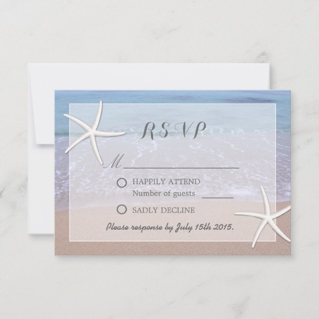 Elegantes Starfish Beach Theme Wedding RSVP (Vorderseite)