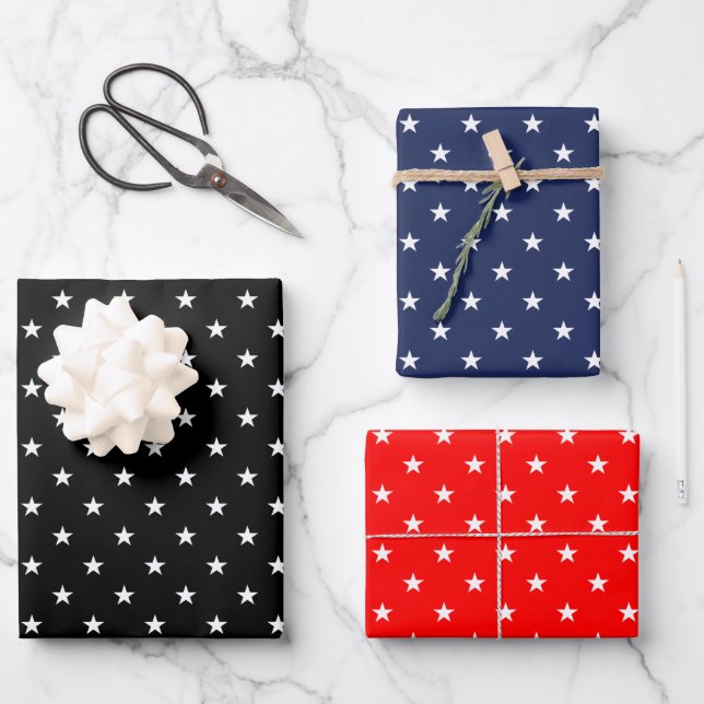 Elegantes Stars Wrapping Paper Set Geschenkpapier Set (Vorderseite)