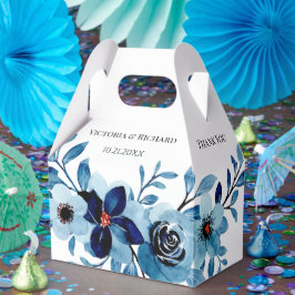 elegantes staubblaues Aquarell-Blumenbouquet Geschenkschachtel