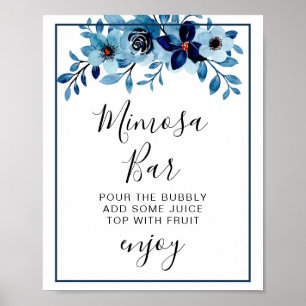 Elegantes staubblaues Aquarell-Blumenbouquet Poster