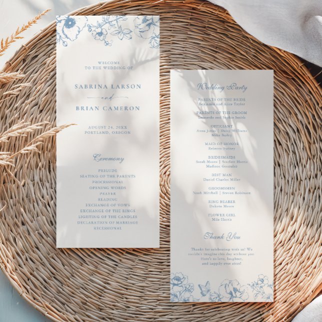 Elegantes Staubblaues Blumen-Garten-Hochzeitsprogr Programm (Von Creator hochgeladen)