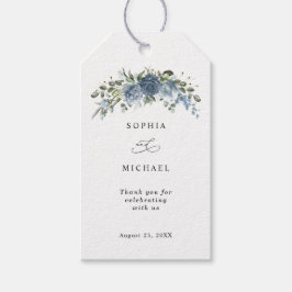 Elegantes staubblaues florales Hochzeitsgeschenk-T Geschenkanhänger