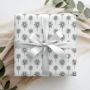 Elegantes staubblaues Gänseblümchen-Blumenmuster-G Geschenkpapier