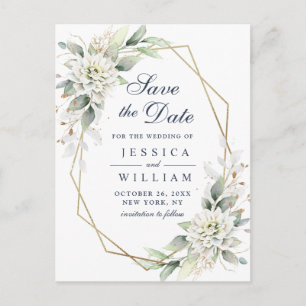 Elegantes Staubblaues Grüne Hochzeit Merken Sie si Postkarte