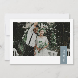 Elegantes staubblaues grünes Band Foto Hochzeit Dankeskarte