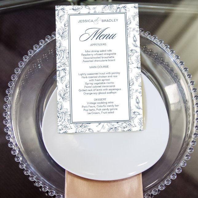 Elegantes, staubblaues Hochzeitsmenü Vintager Rose (Von Creator hochgeladen)