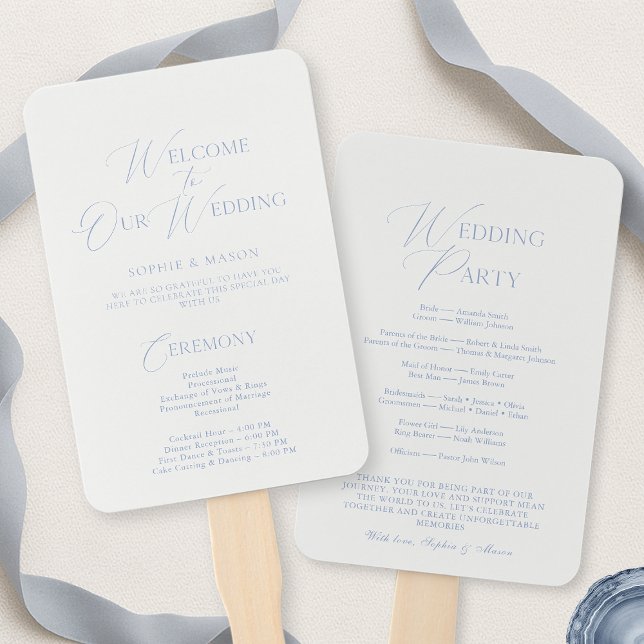 Elegantes staubblaues Hochzeitsprogramm & Willkomm Fächer (Von Creator hochgeladen)